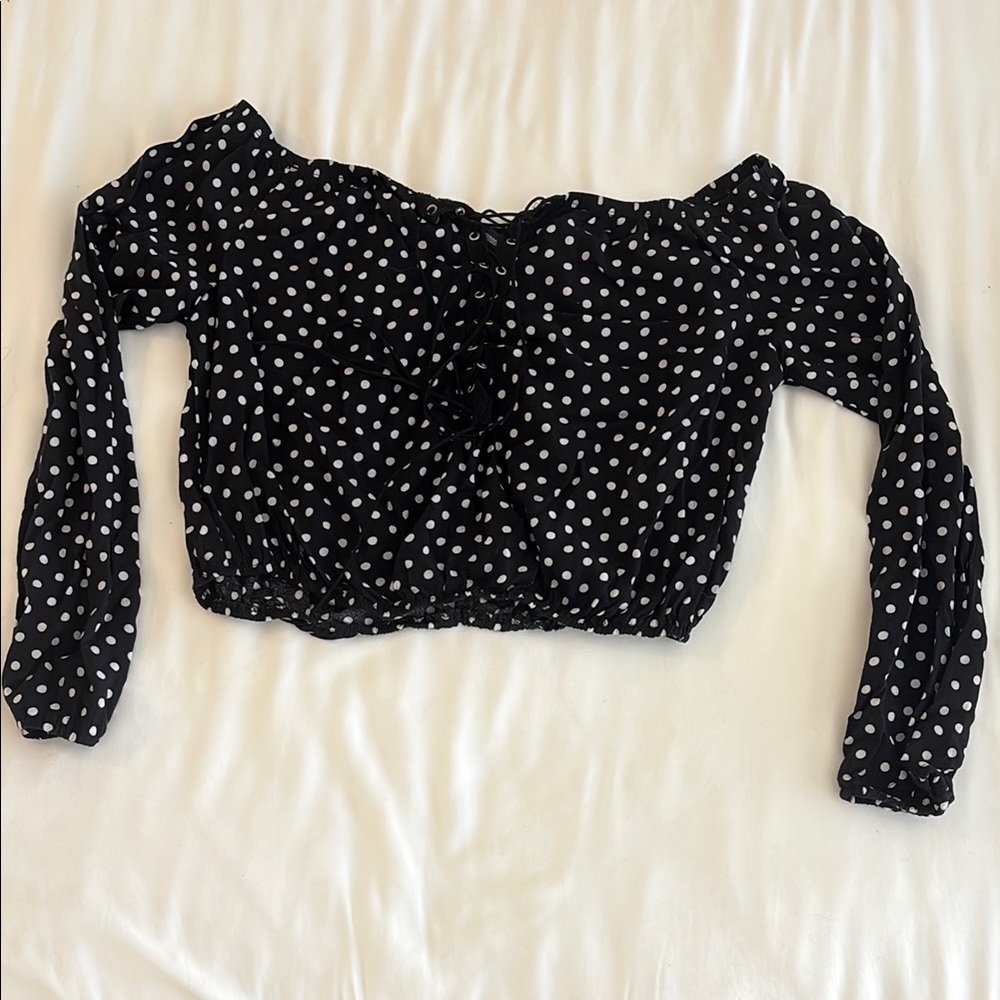 Black Polka Dot Women's Top